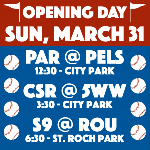 Peoples Baseball League Opening Day Graphic for the Spring 2019 season