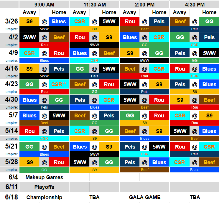 PBL Season 23 Schedule