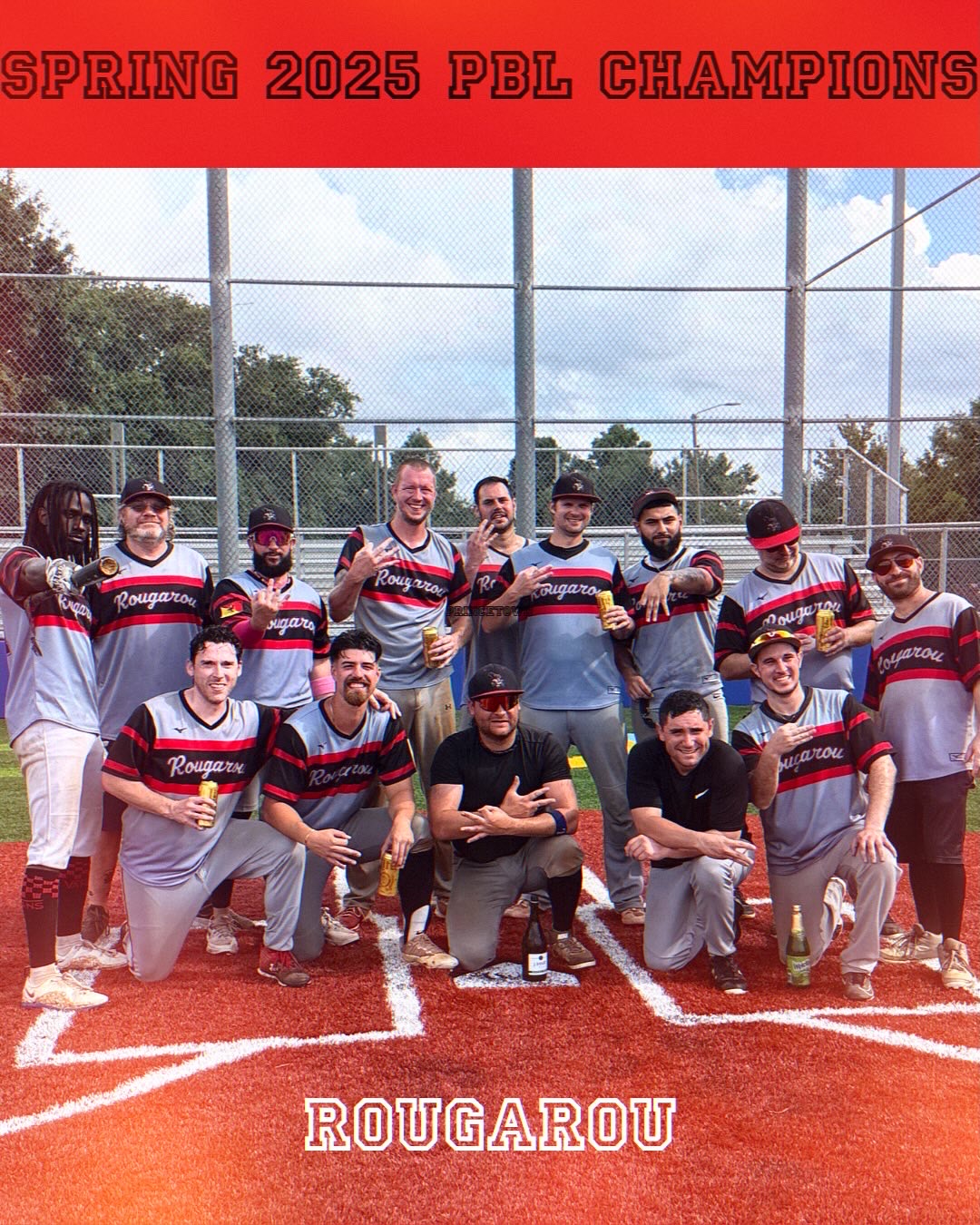 A team picture of the Rougarou after winning the Spring 2025 PBL Championship